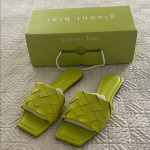 Gianni Bini Chartreuse Woven Flats